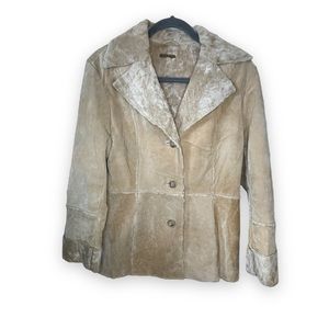 Guess women’s leather Winter Fall Jacket Camel faux fur